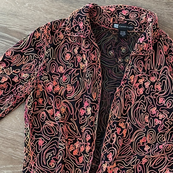 funky neon 80s pattern zip up jacket - Picture 2 of 10